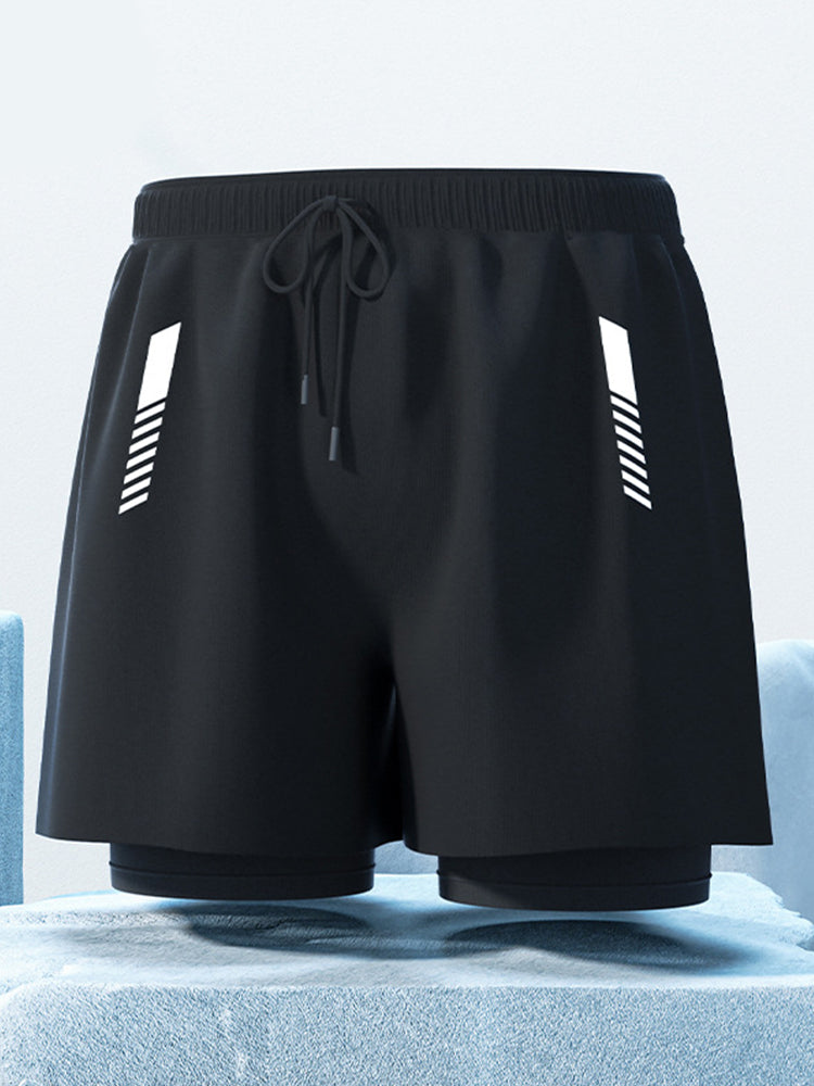 Double Layer Men's Boxer Swimming Trunks