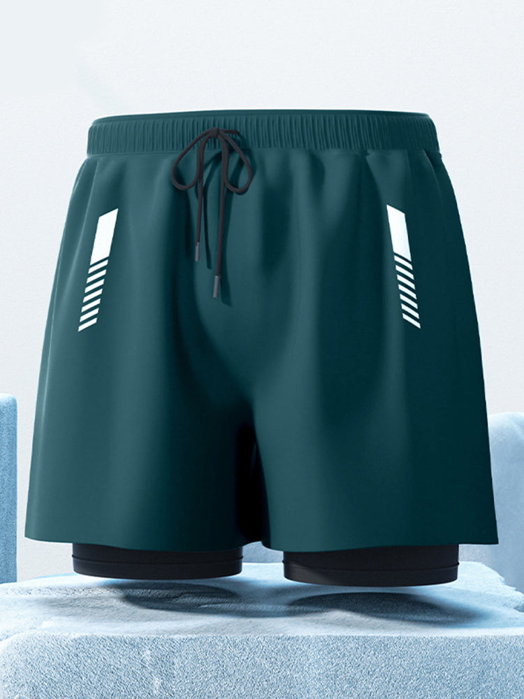 Double Layer Men's Boxer Swimming Trunks