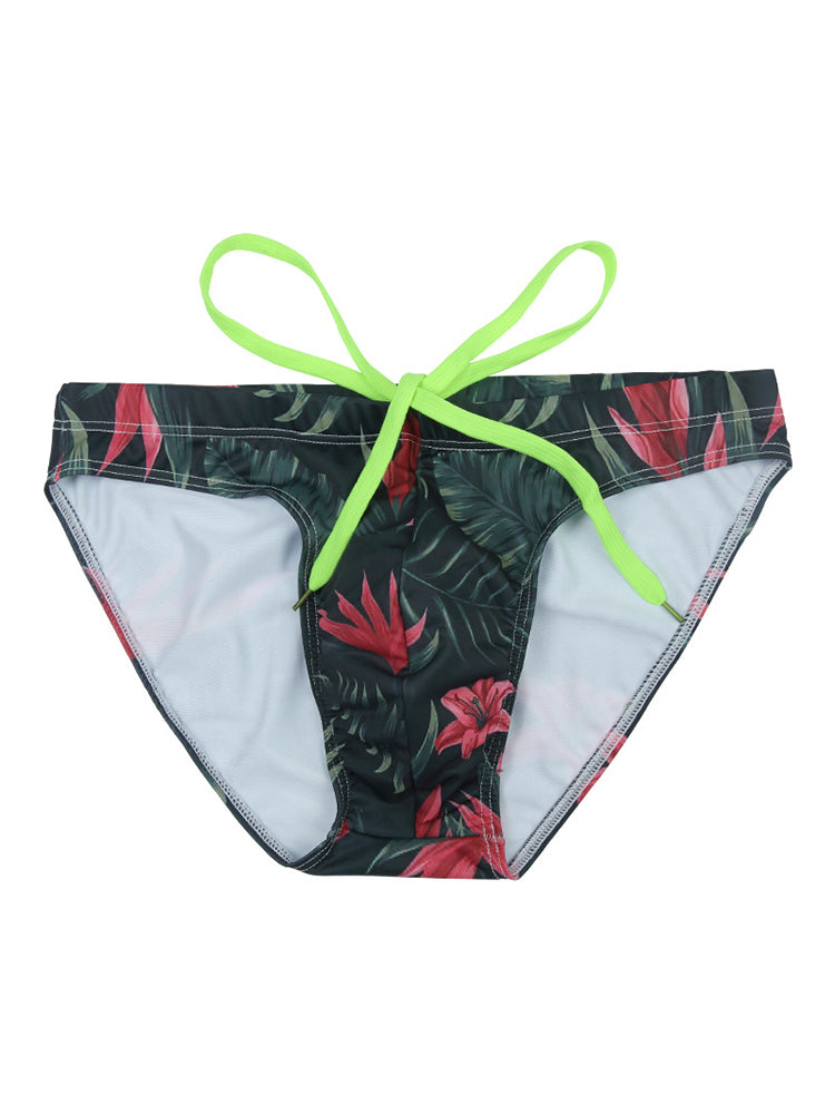 Men's Quick Dry Printed Professional Swimming Briefs