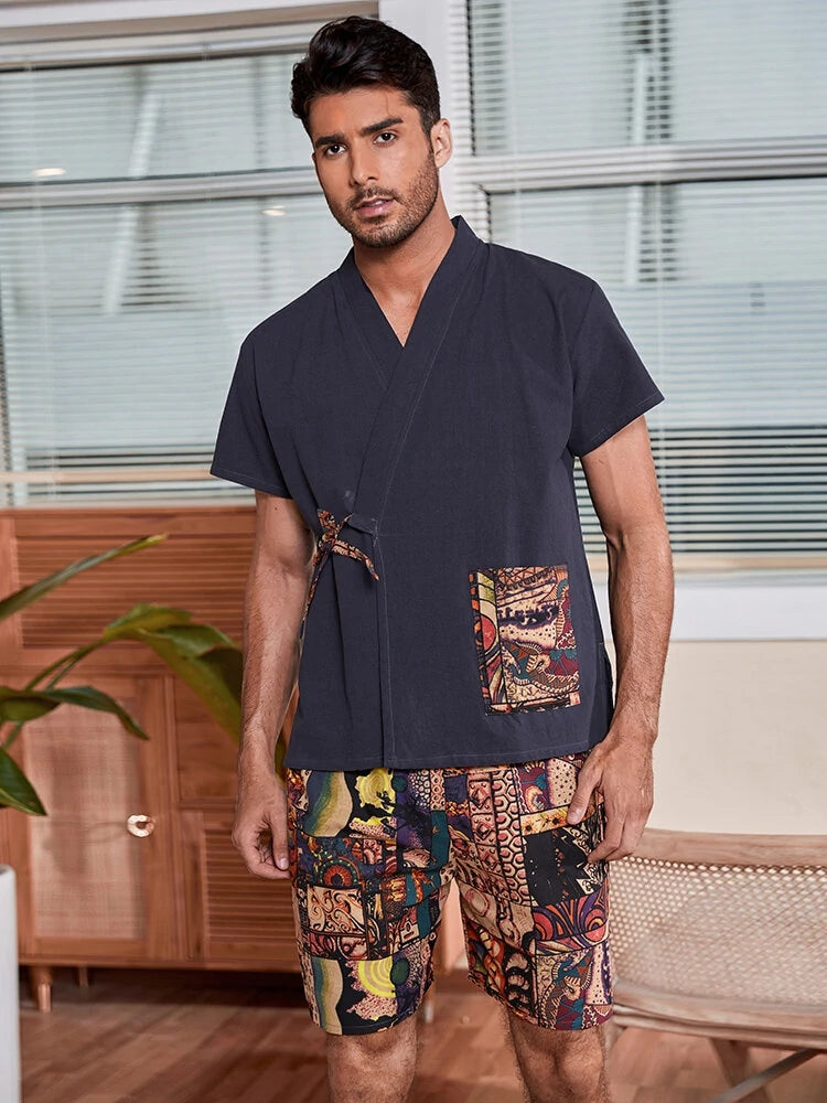 Printed Kimono Pajamas For Men