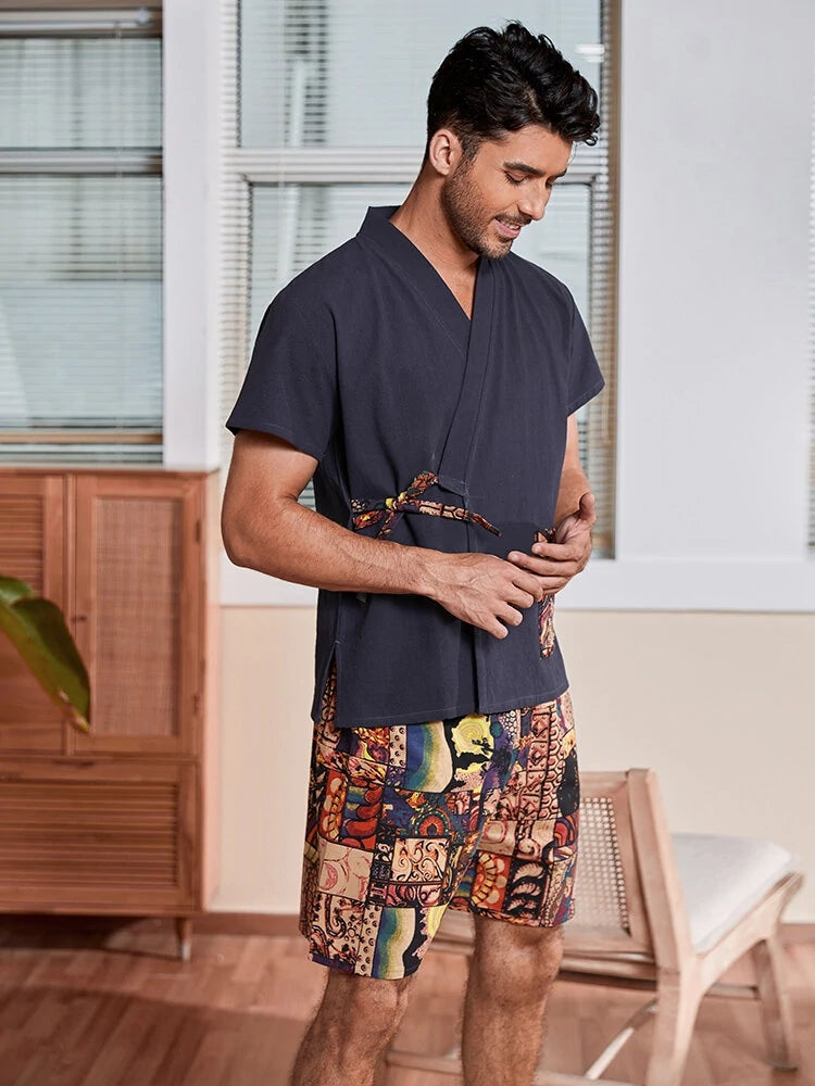 Printed Kimono Pajamas For Men