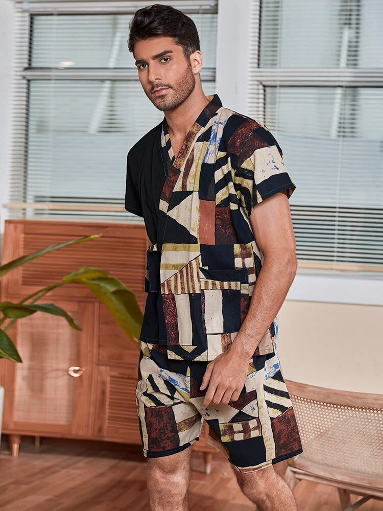 Printed Kimono Pajamas For Men