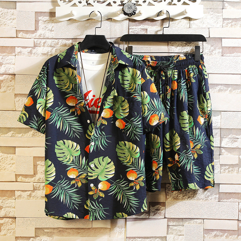 Men's Hawaii Casual Printed Summer Tropical Shirts Suits