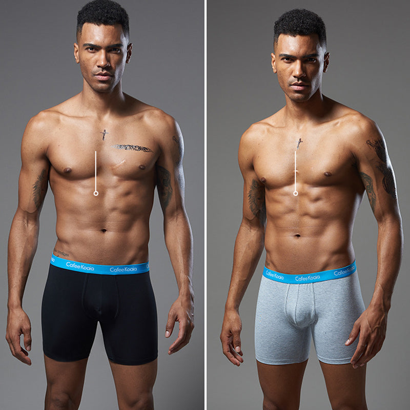 2Pcs Men's Sports Cotton Soft Solid Color Boxer Briefs