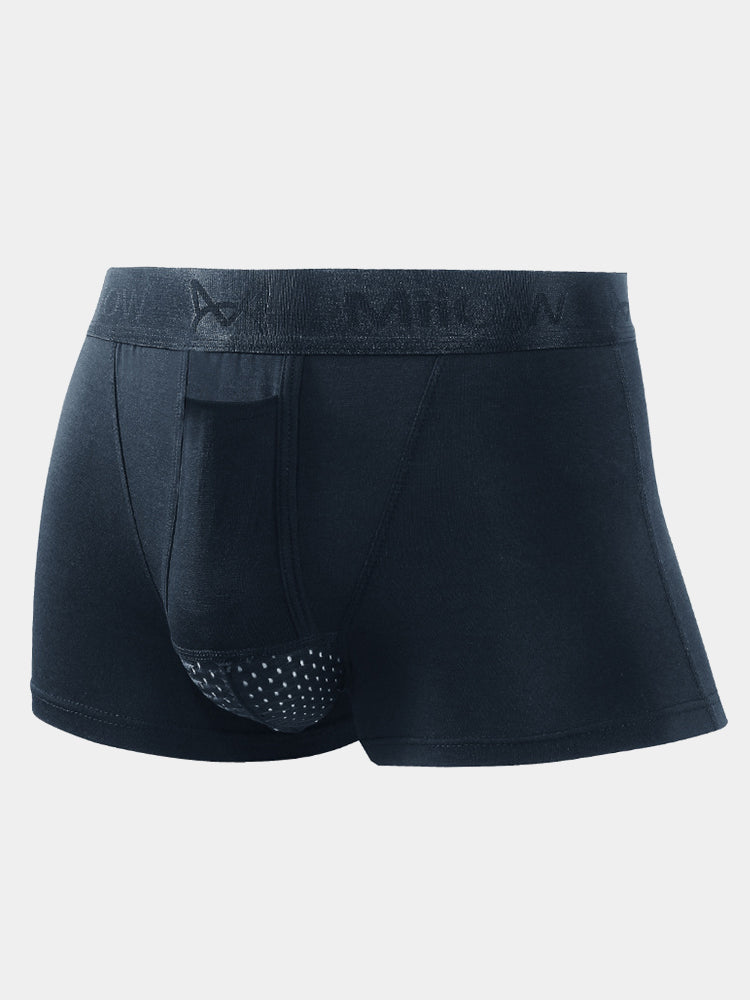 Vedolay Underwear Men,Men's Dual Pouch Underwear Single-Sided Moisture  Transported Boxer Briefs(Black,L) 